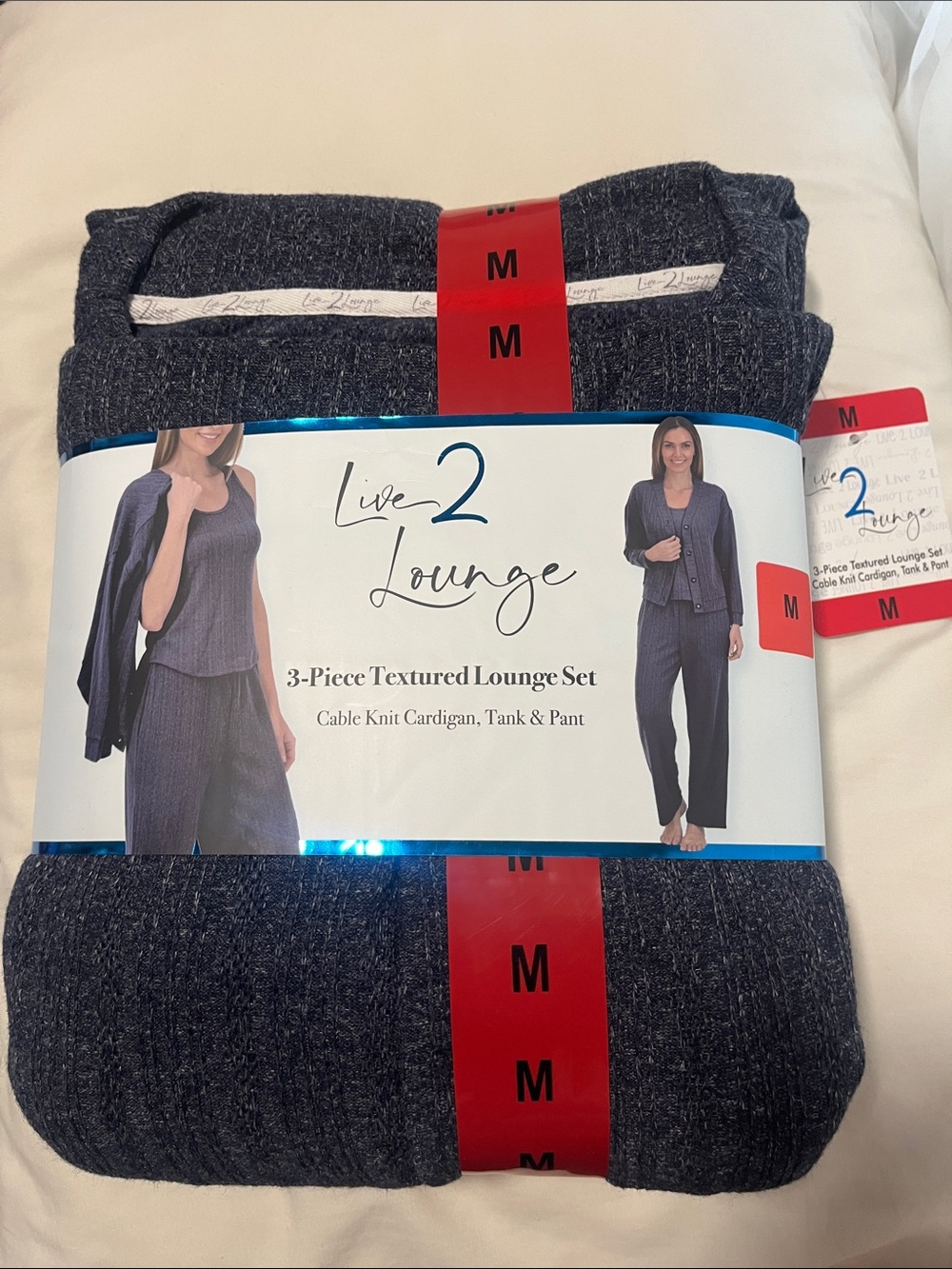 Live 2 Lounge Women’s Wide-Leg Lounge Pants Set - Medium - Navy